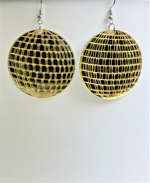 Gold Mirror Disco Ball Earrings