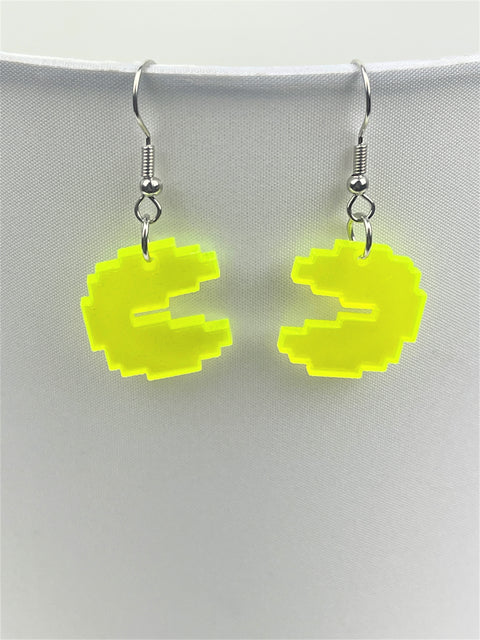Cute Neon Yellow Pac Man Earrings