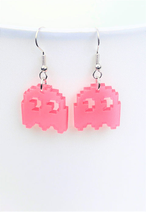 Pink Pac-Man Speedy Ghost Earrings