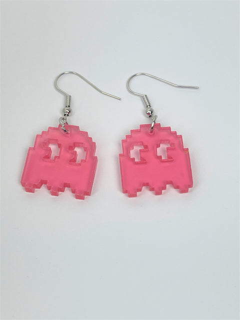 Pink Pac-Man Speedy Ghost Earrings