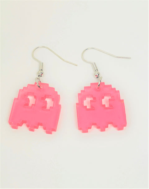 Pink Pac-Man Speedy Ghost Earrings