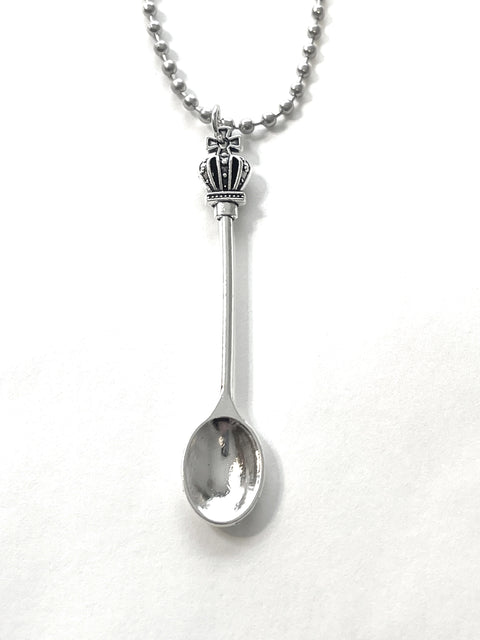 Silver Spoon Charm Long Chain Necklace, Tea, Alice, Tea Spoon, Wonderland,  Ornate - Etsy