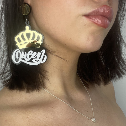 Big Queen Gold Mirror Earrings