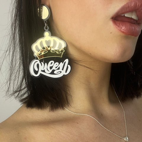 Big Queen Gold Mirror Earrings