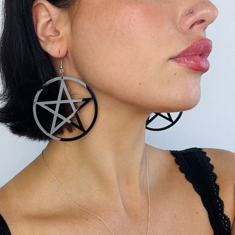 Black Star Pentagram Earrings
