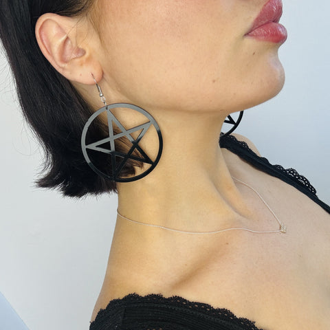 Black Star Pentagram Earrings