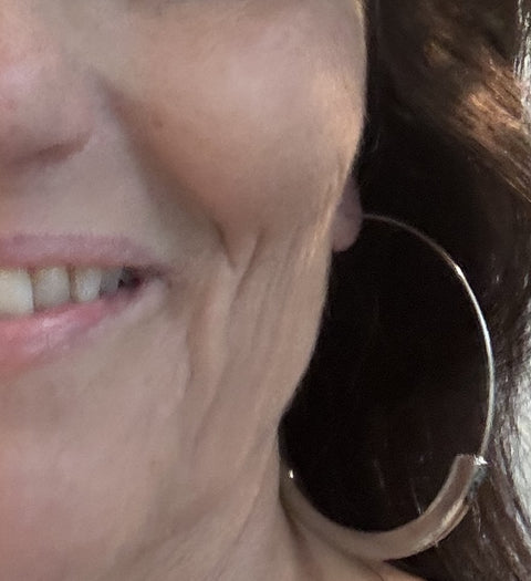 Large Silver Crescent Hoop Earrings