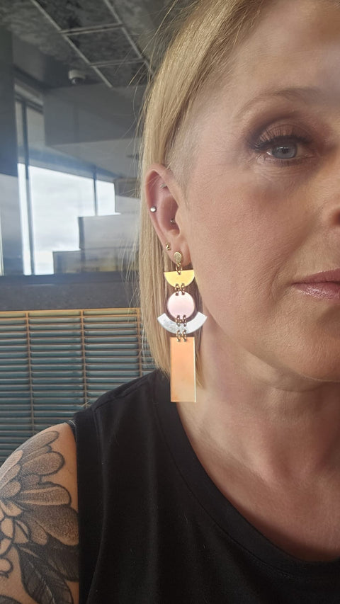 Huge Iridescent Mirror Earrings