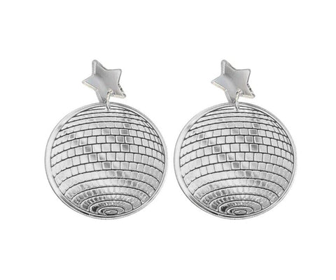 Mirror Disco Ball & Star Stud Earrings