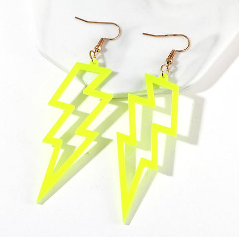 Neon Yellow Lightning Bolt Earrings