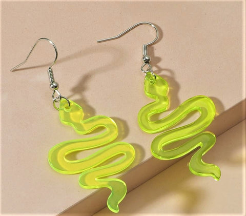 Neon Yellow Snake Earrings