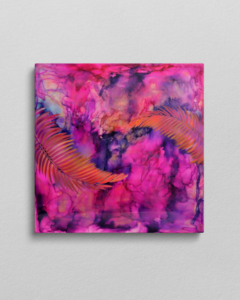 Hahei Sunset | Pink Purple Gold Kiokio 2 Ferns | Buy NZ art online | Stirling Art.