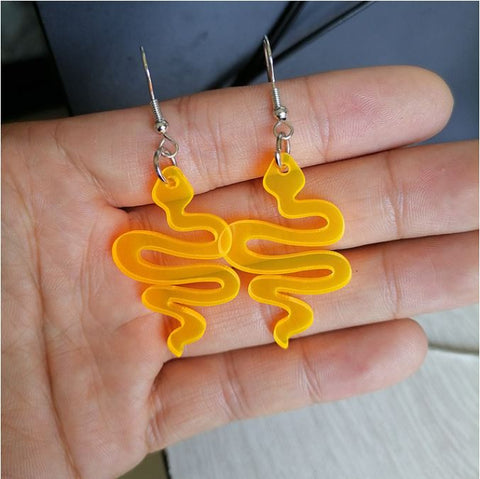 Neon Orange Snake Earrings