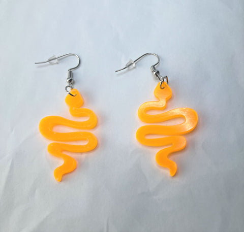 Neon Orange Snake Earrings