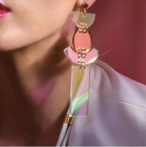 Huge Iridescent Mirror Earrings