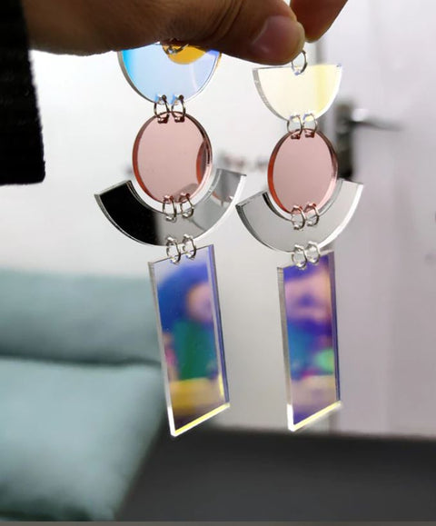 Huge Iridescent Mirror Earrings