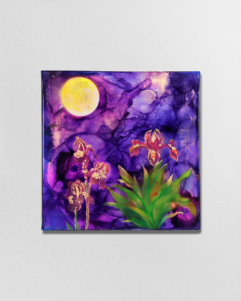 Purple Gold Iris Flowers | Buy NZ art online | Stirling Art.