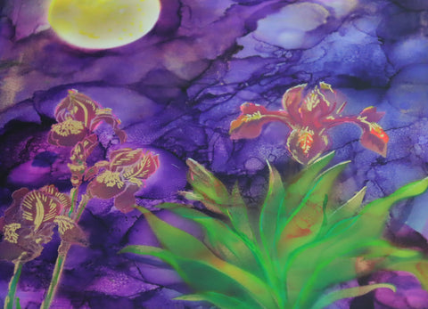Purple Gold Iris Flowers | Buy NZ art online | Stirling Art.