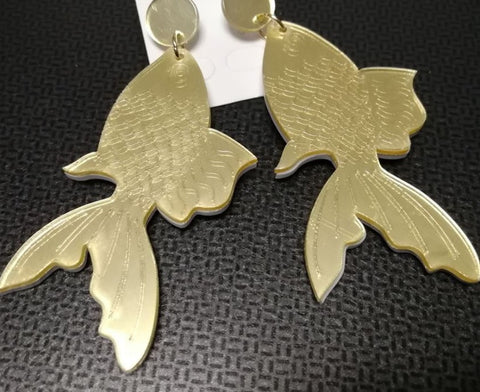 Big Gold Mirror Fish Earrings