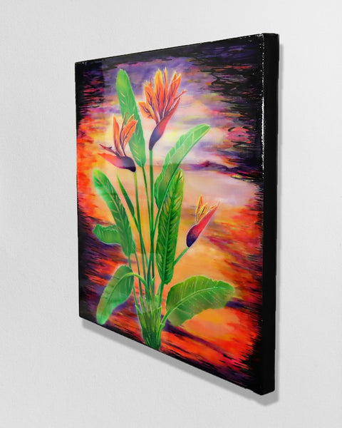 Neon Bird of Paradise Flowers | Buy NZ art online | Stirling Art.