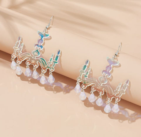 Big Iridescent Chandelier Earrings