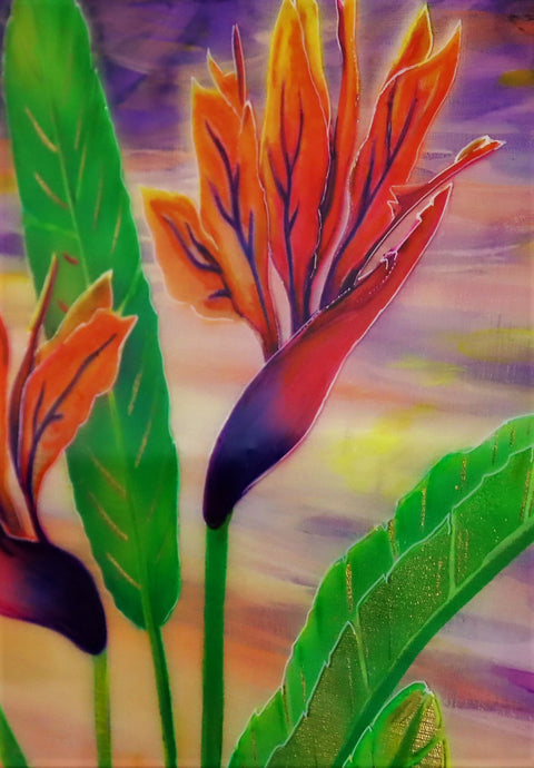 Neon Bird of Paradise Flowers | Buy NZ art online | Stirling Art.