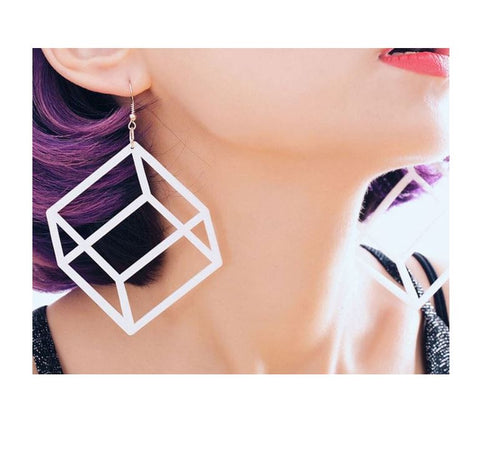 Big White Cube Earrings
